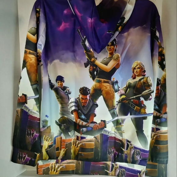 Cosplay Boy's Multicolored 3D Graphic Pullover Sz Lg Hoodie Sweatshirt Fortnite - Picture 10 of 10